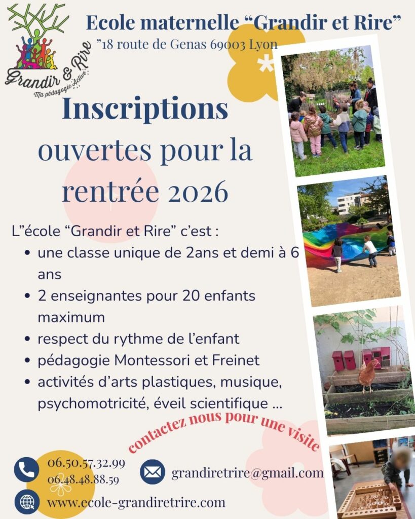 📢 Rentrée 2026 : Les inscriptions sont lancées à l'école maternelle "Grandir et Rire" affiche inscr 2026
